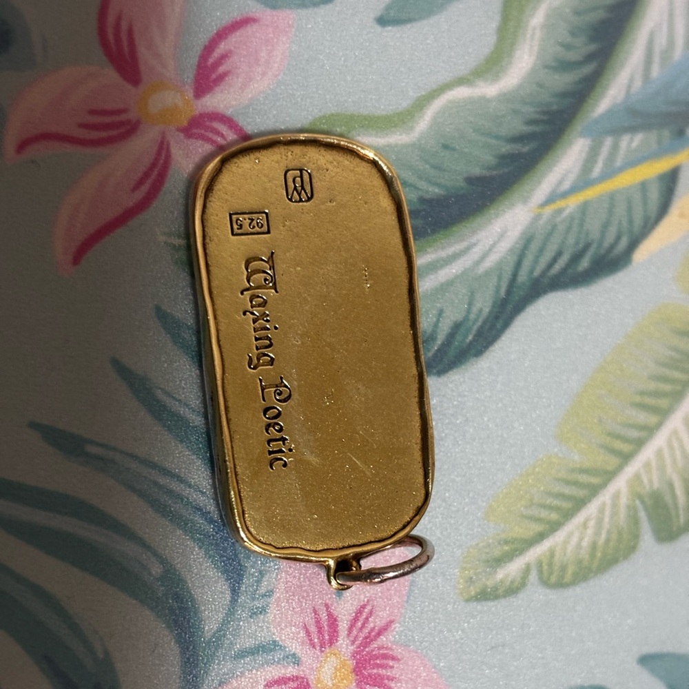 Waxing Poetic Rectangular Gold Charm - Picture 4 of 8